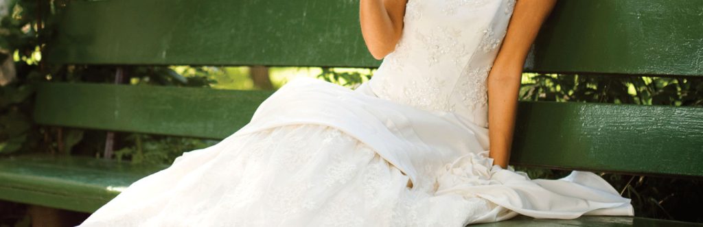 Bride in a white wedding gown